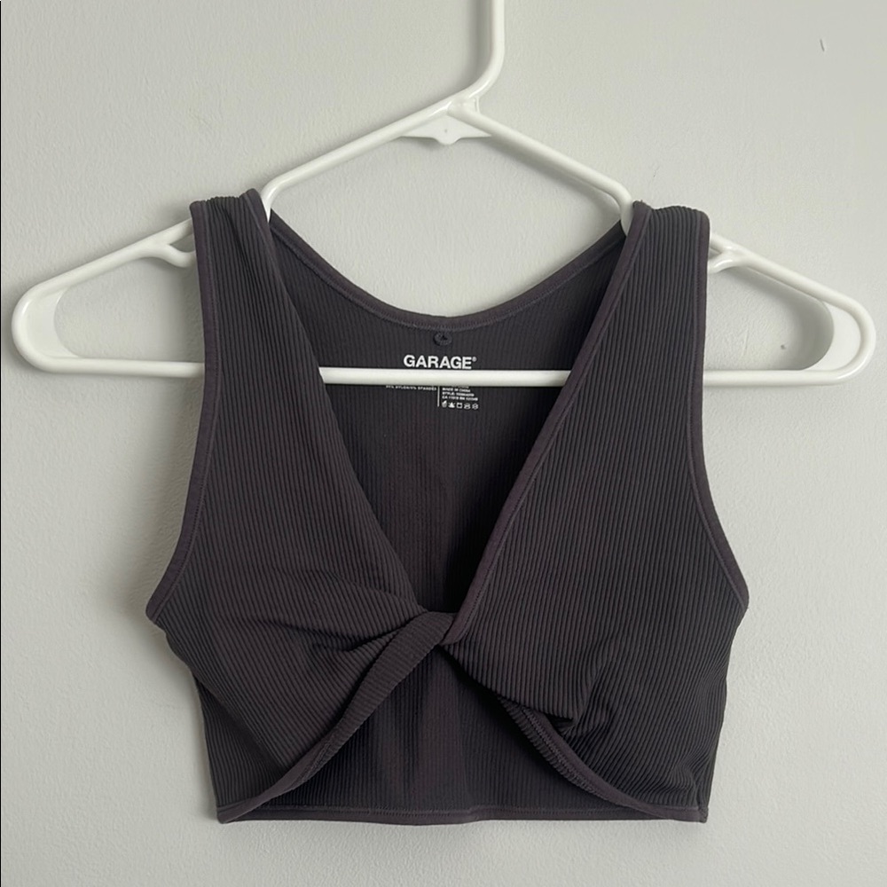 Garage Purple Twist Front Crop Top